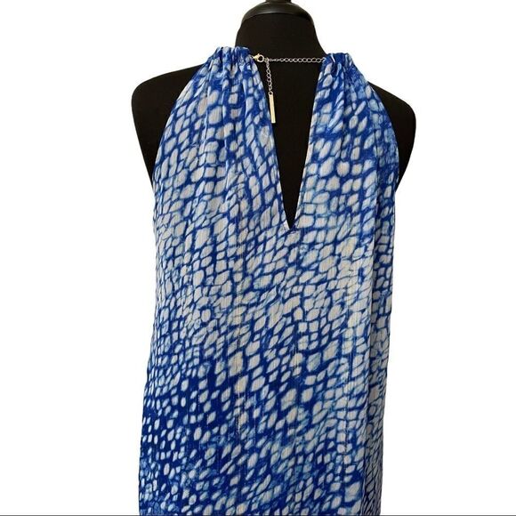 Michael Michael Kors Blue Printed Midi Dress Sz XS - Picture 6 of 10